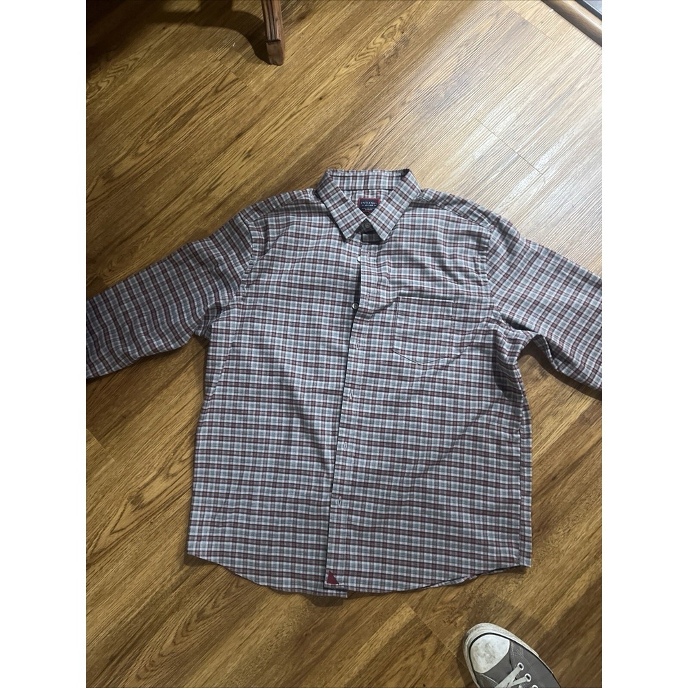 Untuckit Shirt Mens 2XL GrayPlaid Flannel Button Up Long‎ Sleeve